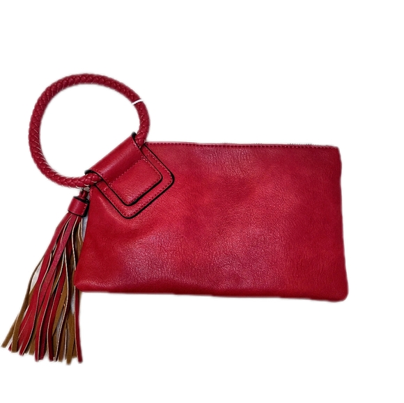 Handbags - NWT Red Vegan Leather Clutch
